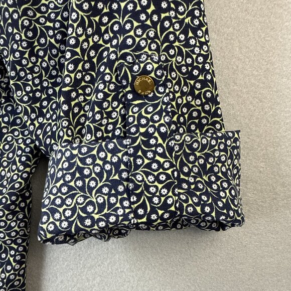 Michael Kors MK Blouse Top Womens Size L Paisley Floral Full Zip Roll Tab Travel - Picture 9 of 12